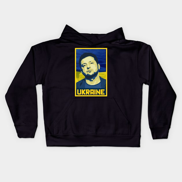 Zelensky Ukraine Flag Kids Hoodie by Nerd_art